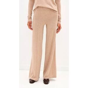 NWT Marled Womens High Rise Wide Leg Lounge Pants XS Beige Cozy Knit Soft Casual